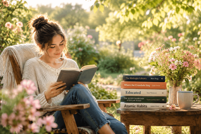 Reader enjoying books from Carry On Books Store